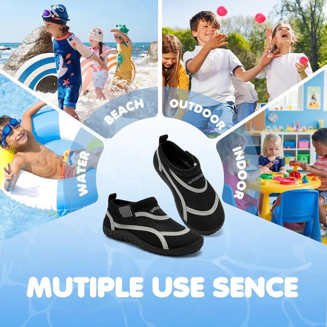 Detalle 2 de WateLves Wasserschuhe für Kinder (Jungen & Mädchen) 22–34 – rutschfest, mit Klettverschluss