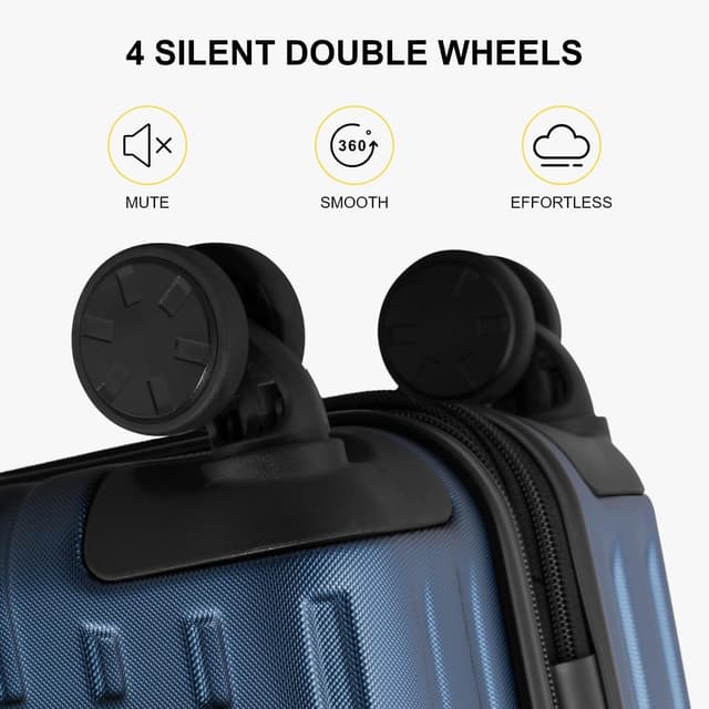 Detalle 2 de LEVEL8 Cabin Suitcase 20-Inch Carry on Luggage (ABS+PC Hardshell) with Laptop Compartment, TSA, 4-Wheel Spinner Trolley – Blue