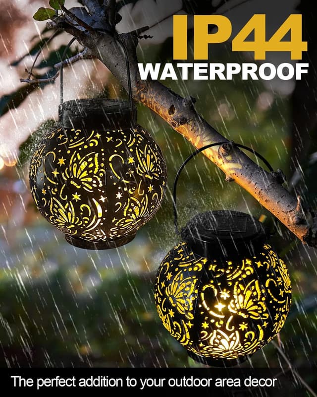 Detalle de KALAHOL solar lanterns 2 pack garden lights