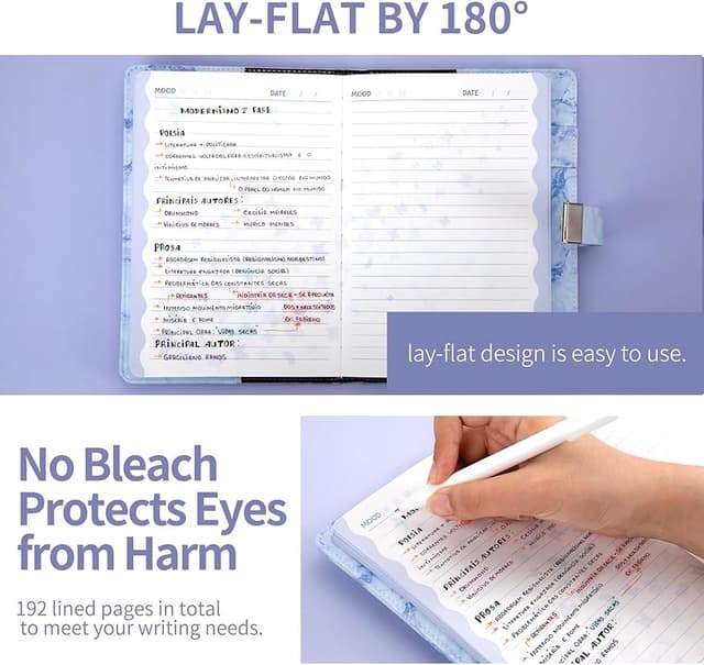 Detalle 2 de CAGIE A5 Marble Diary with Lock 192 Pages 📒