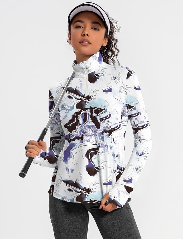 Detalle de IECCP Women’s Long Sleeve Golf Shirt (1/4 Zip) with UPF 50+ Sun Protection