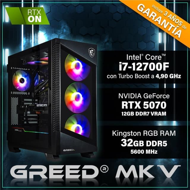Detalle 2 de GREED MK5 RTX 5070 12GB gaming 32GB RAM