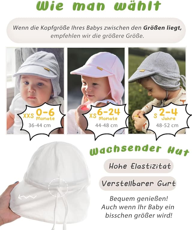 Detalle 2 de FURTALK Baby Sonnenhut mit UPF 50+ Schutz