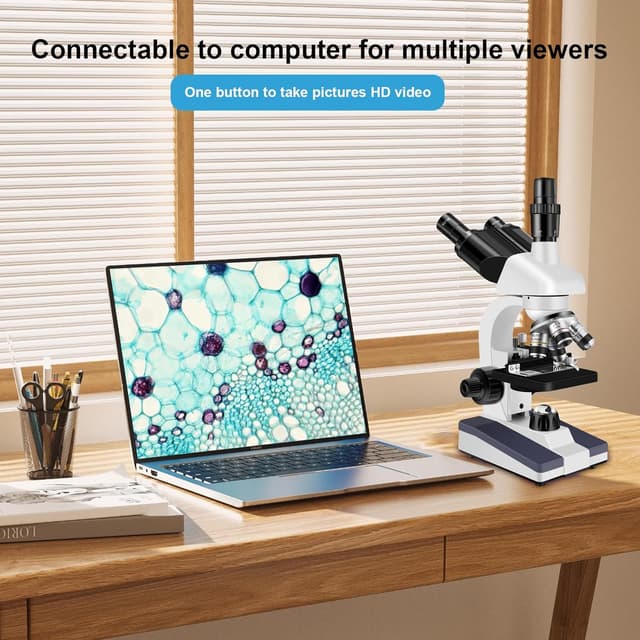 Detalle 2 de Woehrsh Trinocular Microscope (40X-5000X) with Dual Mechanical Stage and HD USB Camera