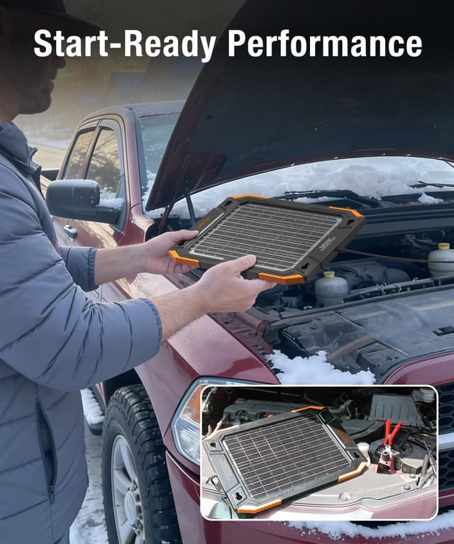 Detalle de BALDR Upgraded 13W Solar Battery Trickle Charger (MPPT) for 12V Cars, Boats, Marine, RVs