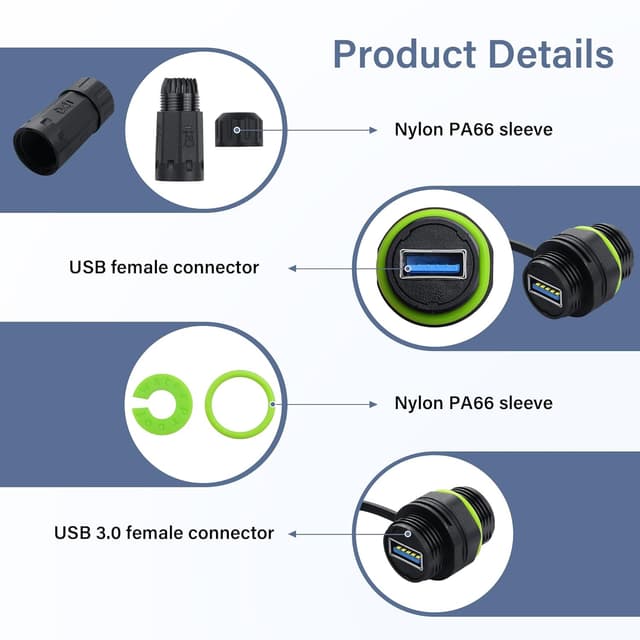 Thumbnail 2 de USB 3.0 Waterproof Coupler IP68, 5Gbps