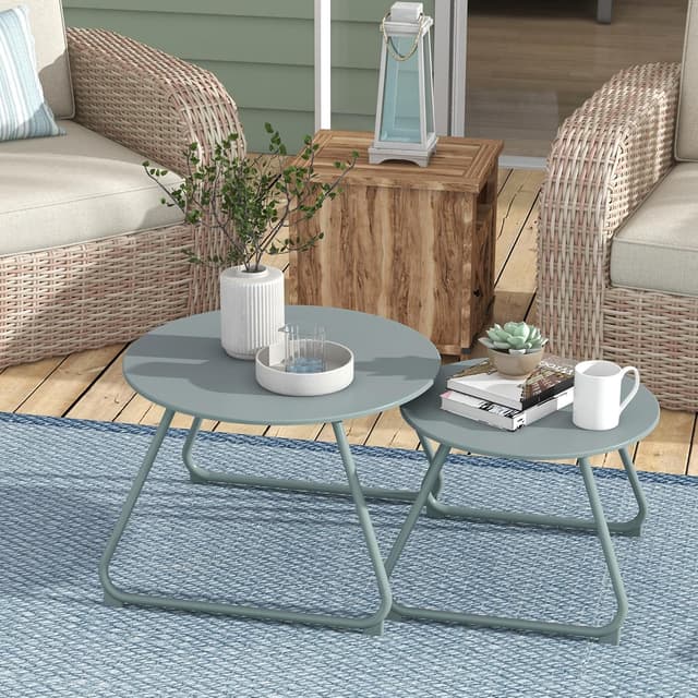 Thumbnail 6 de Outsunny tables basses gigognes 2 Ø60