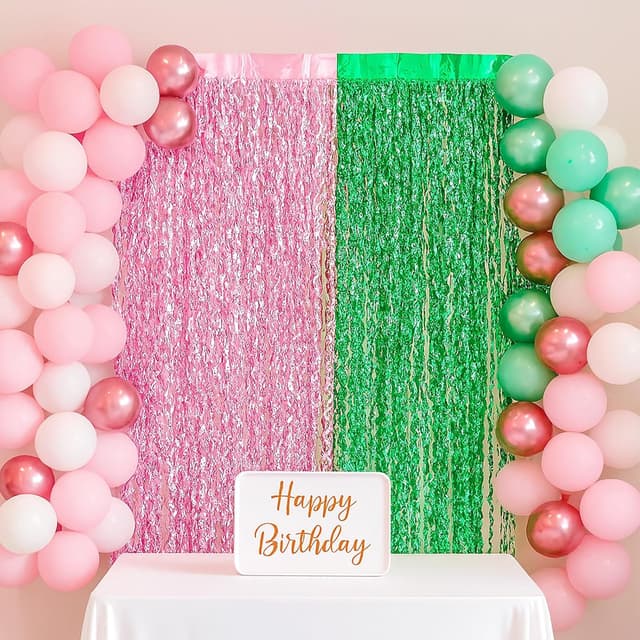 Thumbnail 5 de G2PLUS G2PLUS Rosa GrĂŒn Lametta Vorhang 1x2 m đ