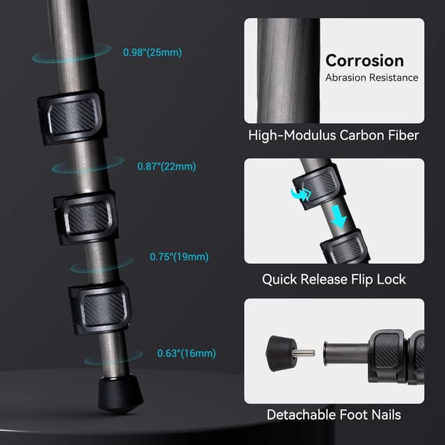 Thumbnail 5 de SMALLRIG AP-10-4060 52" carbon fibre tripod 12 kg load