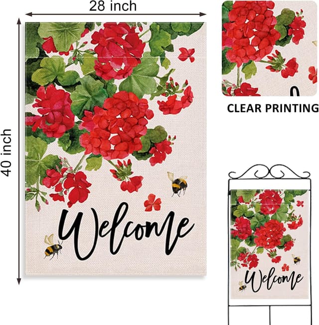 Thumbnail 1 de Covido Welcome Summer Geranium House Flag 28 x 40 🏡