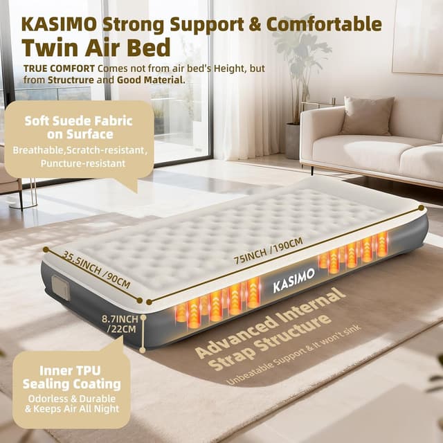 Detalle de Kasimo Single airbed 190x90x22cm TPU mattress