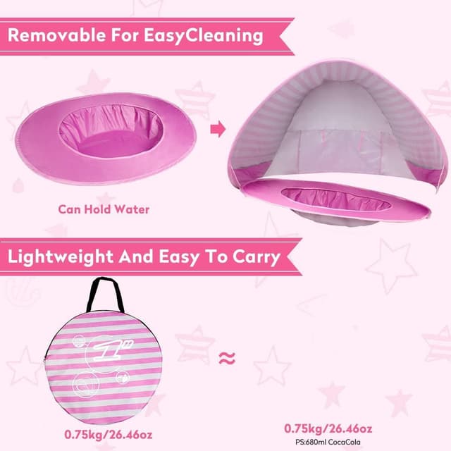 Detalle de Pop Up Baby Beach Tent with Automatic Sun Shade & Mini Pool (Pink)