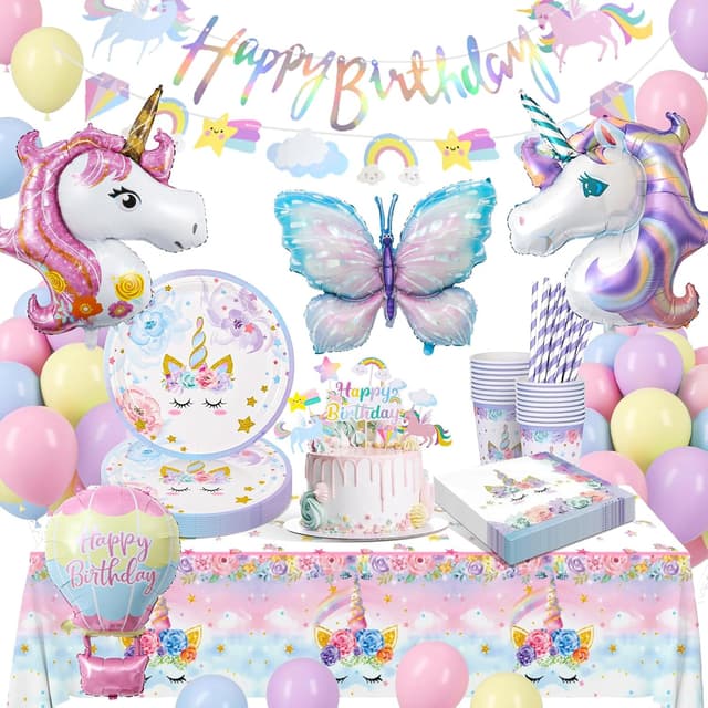 Detalle de LAISLLA Vaisselle anniversaire licorne 16 invités