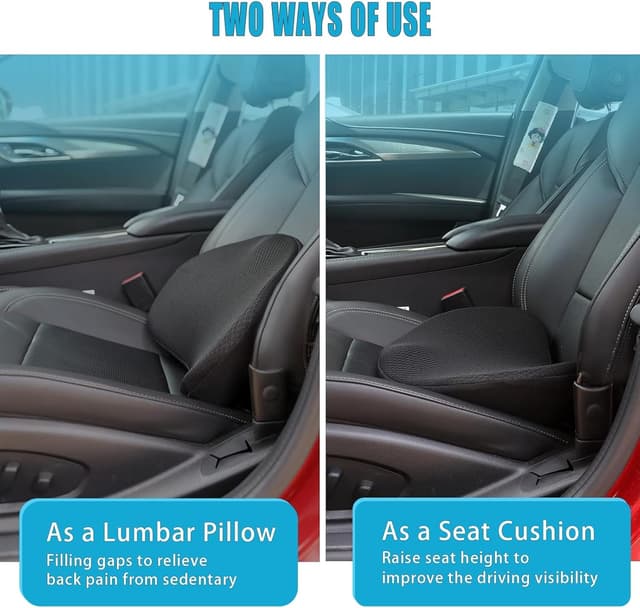 Detalle de OLYDON Keilkissen Auto aus Memory Foam – Sitzkissen für Auto & Bürostuhl (Schwarz)