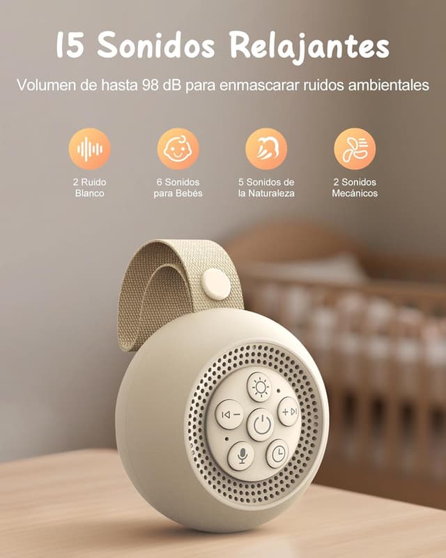 Detalle 2 de Babacom Maquina Ruido Blanco Bebe 15 sonidos relajantes