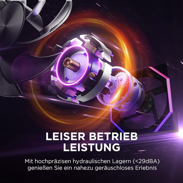 Detalle 2 de AsiaHorse Nyota RGB Reverse Gehäuselüfter 120 mm (3er-Set) – 5V 3-Pin ARGB & 12V 4-Pin PWM