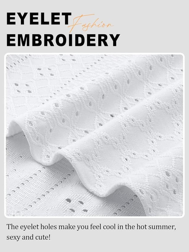 Thumbnail 4 de Cuptacc Damen-T-Shirt/Bluse mit Lochstickerei, Kurzarm und Fledermausärmeln