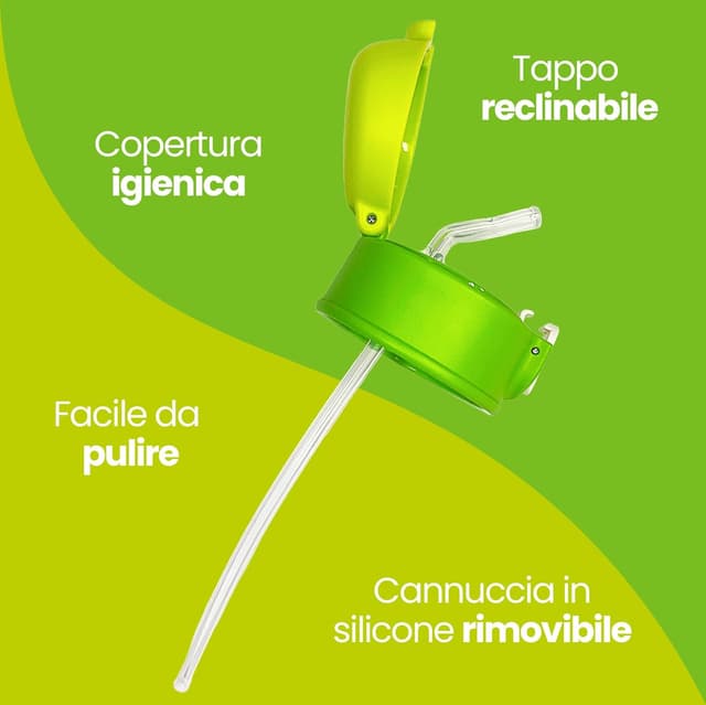 Detalle de Cartomania Borraccia termica Chill & Refill con cannuccia, tema panda, 460 ml