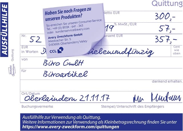 Thumbnail 4 de AVERY Zweckform 1735 Quittungsblock A6, 2x40 Blatt 📄