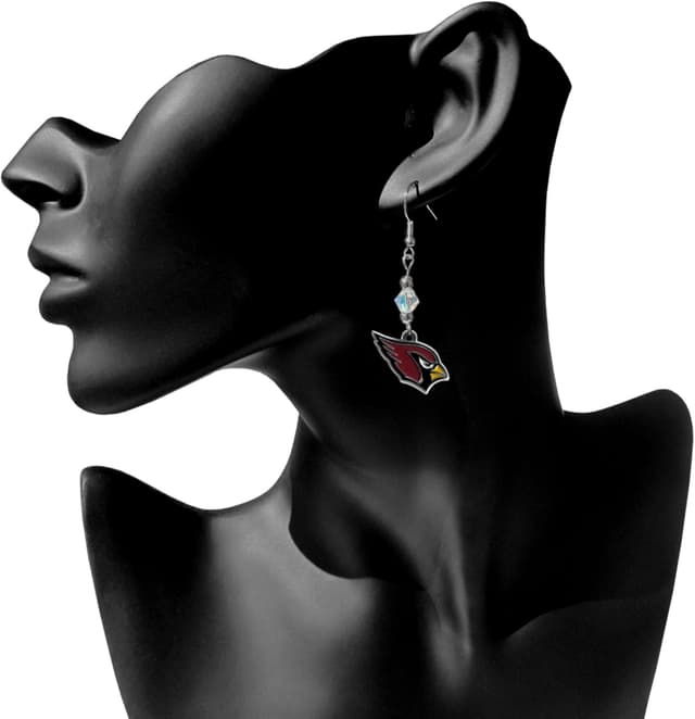 Detalle 2 de NFL Siskiyou Sports Arizona Cardinals Crystal Dangle Earrings for Women (One Size)
