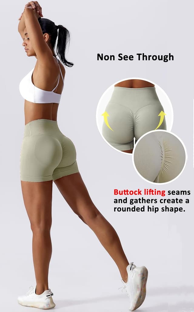 Thumbnail 4 de Coswind pantaloncini donna palestra a vita alta push up fitness in tessuto elasticizzato