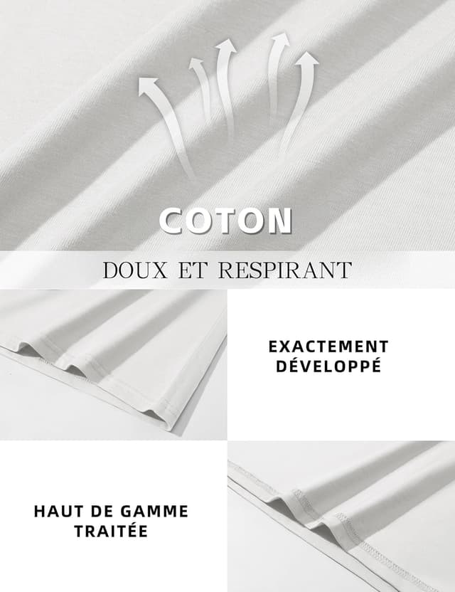 Detalle de T-shirt manches longues Henley en coton KEFITEVD pour homme, col V à 3 boutons