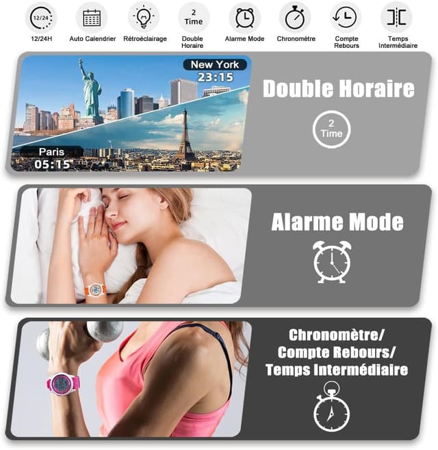 Detalle de WIFORT Montre Digitale Étanche hommes & femmes ultra-légère avec chronomètre et compte à rebours