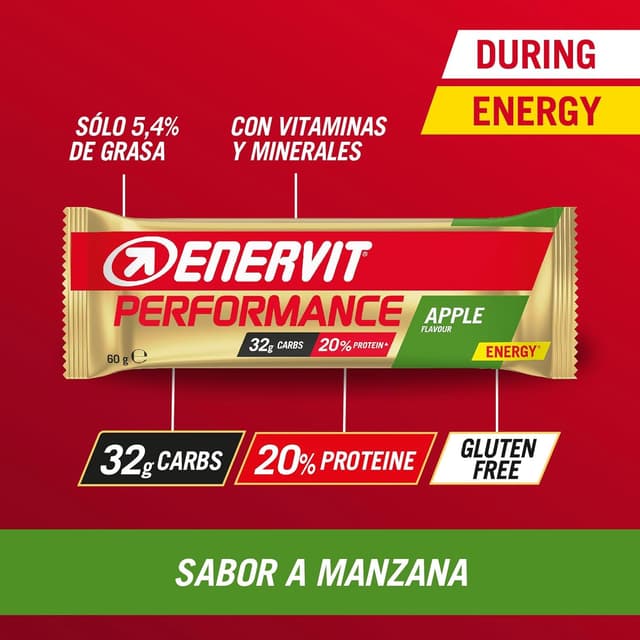 Thumbnail 1 de Enervit Performance Bar Manzana 🍏 Barritas Energéticas, 12 uds