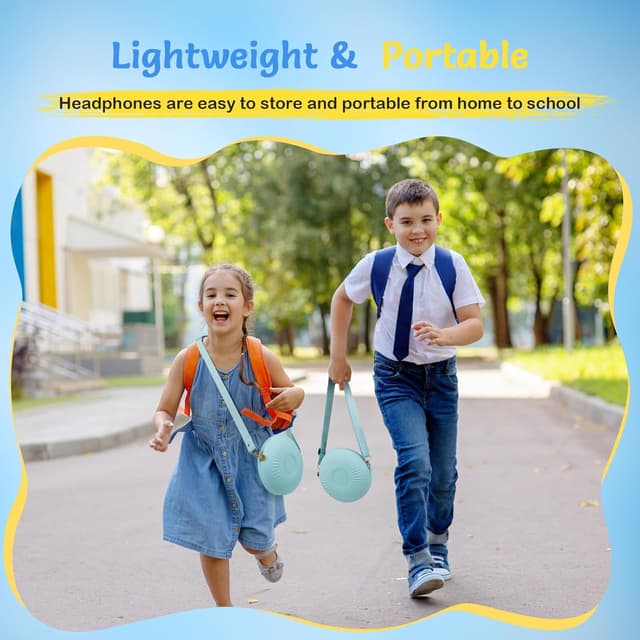 Detalle de TONOSHARK Kids Wired Over-Ear Headphones with Microphone (Volume Limited to 85/94 dB) + Foldable Case