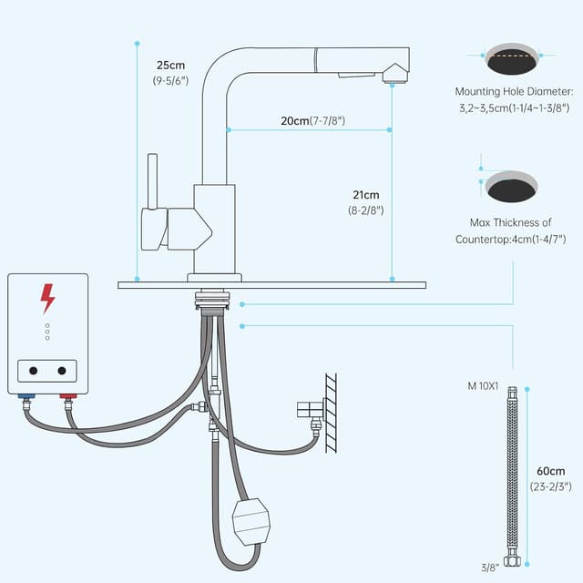 Thumbnail 4 de APPASO Niederdruck Armatur Küche 50 cm Schlauch