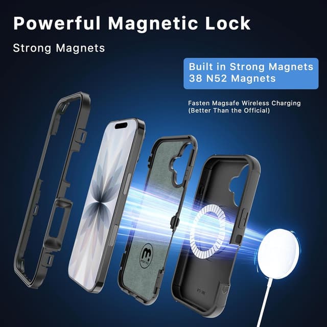 Detalle de M MYBAT PRO Maverick Series Case for iPhone 17 with Belt Clip Holster (MagSafe Compatible) w/ Screen Protector & 360° Kickstand
