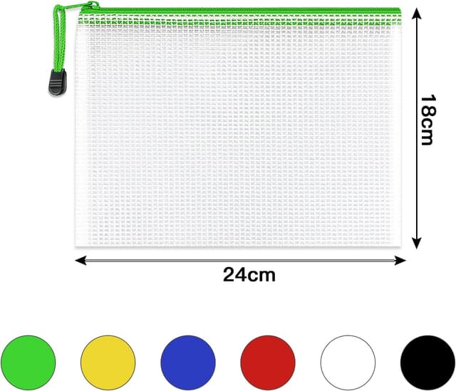 Detalle 2 de Umriox A5 Plastic Zip Folders (24 Pack) mesh zipper pouches for documents & travel storage