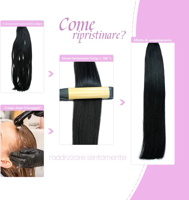 Detalle de LieblichWelle Extension Capelli Tape-in biadesivo Jet Nero 45 cm (20 pz, 50 g)
