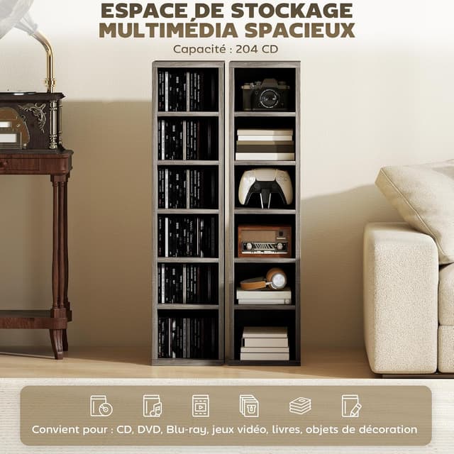 Detalle 2 de HOMCOM étagère colonne pour CD, 204