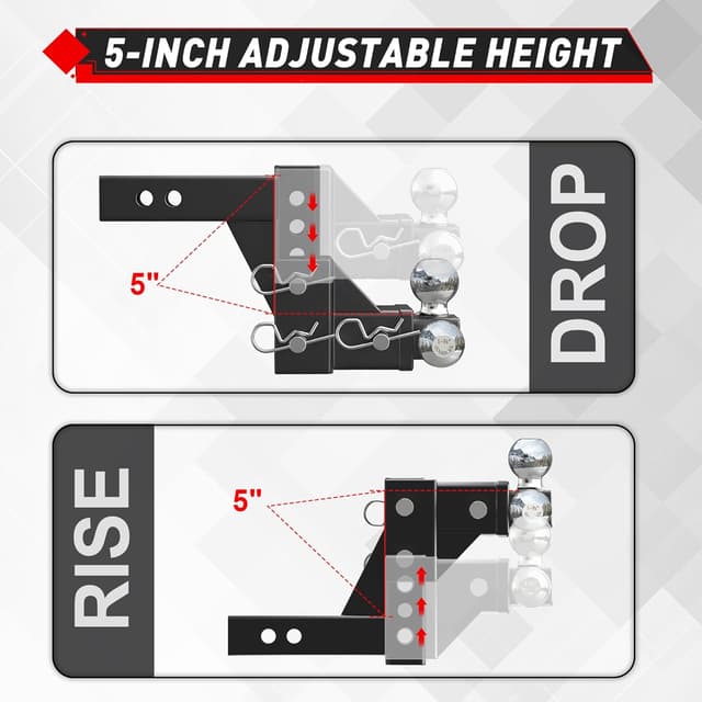 Thumbnail 5 de TYT Adjustable Tri-Ball Trailer Hitch 2 in Receiver 10000/1000