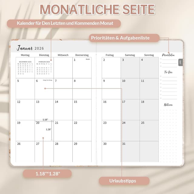 Detalle de Kalender 2026 A5 Terminplaner mit Lesebändchen 📅