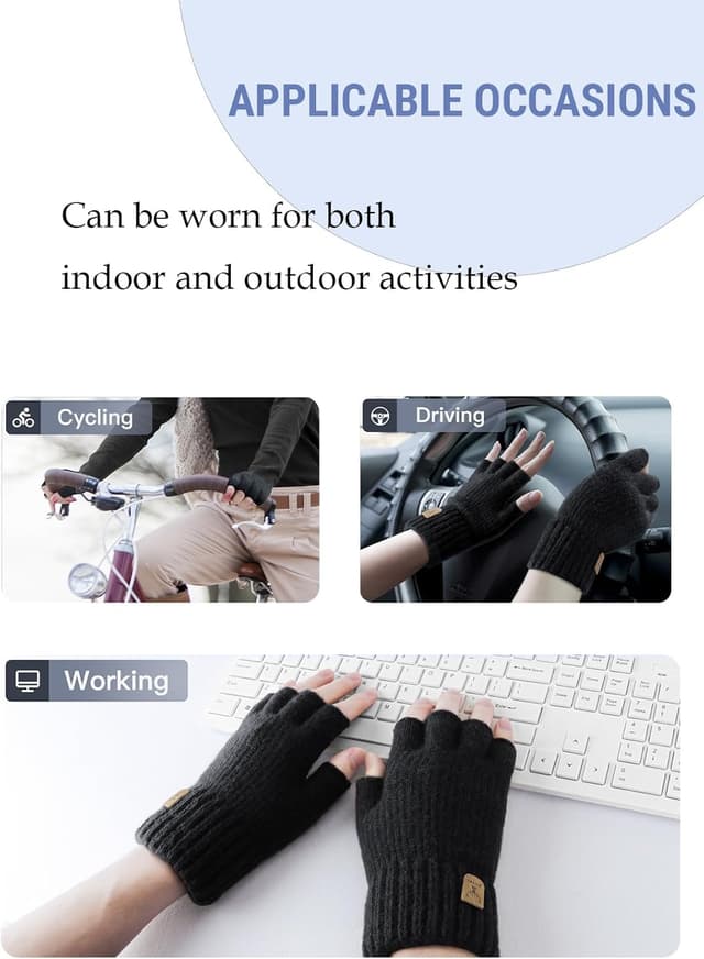 Thumbnail 4 de JUNRUI Fingerless Winter Knitted Gloves for Running