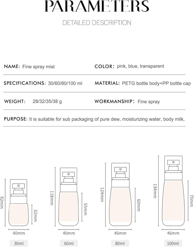 Thumbnail 6 de Lammcou Mini flacons spray à brume fine (lot de 3) rechargeables, anti-fuite, format voyage TSA