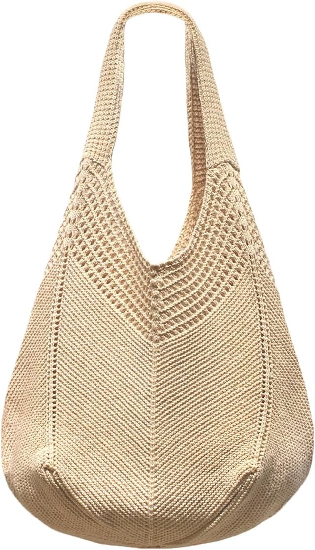 Detalle de Mabecol Sac de plage femme en polyester tricoté, grand cabas à bandoulière