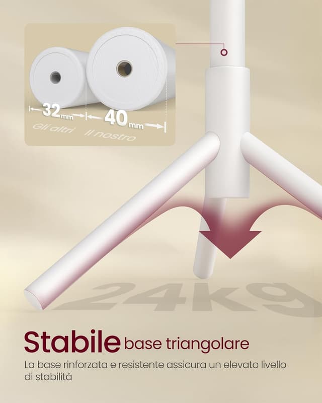 Thumbnail 3 de VASAGLE RCR04WT Attaccapanni da terra 8 ganci in legno