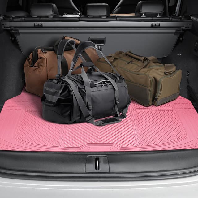 Detalle 2 de CAR PASS All-Pink M-L Heavy Duty Rubber Car Floor Mats with Trunk Cargo Liner (Universal Trim-to-Fit)