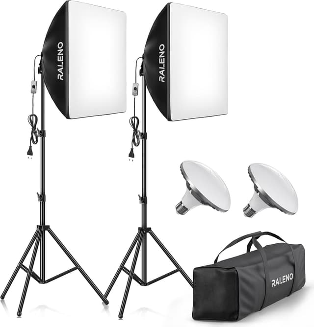 Imagen de RALENO Softboxen 2×50 W LED Fotostudio-Set mit 50×50 cm Beleuchtung en OfertitasTOP