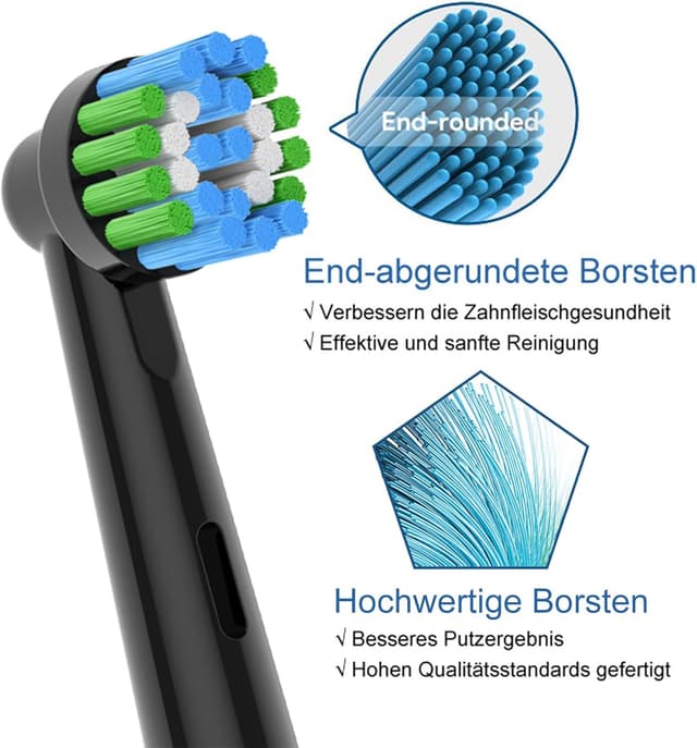 Detalle de Precision Clean Aufsteckbürsten (16 Stück) kompatibel mit Oral-B E‑Zahnbürsten – Schwarz