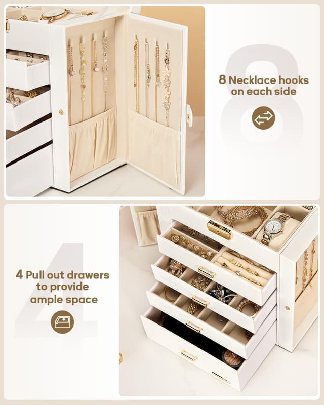 Detalle 1 de Homde Jewelry Box 10.43" Large Organizer 💍