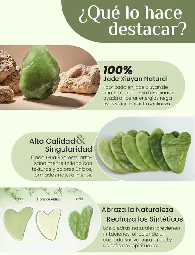 Detalle 2 de Rena Chris Gua Sha Jade Facial Masajeador 100% natural