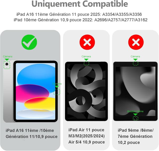 Detalle de Coque Vobafe pour iPad A16 (11e/10e génération) avec porte-stylet, étui 11 pouces avec dos PC transparent et support trifold gris sidéral