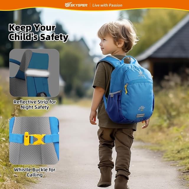 Detalle 1 de SKYSPER Kinderrucksack 10L mit Brustgurt – Wanderrucksack für Jungen & Mädchen
