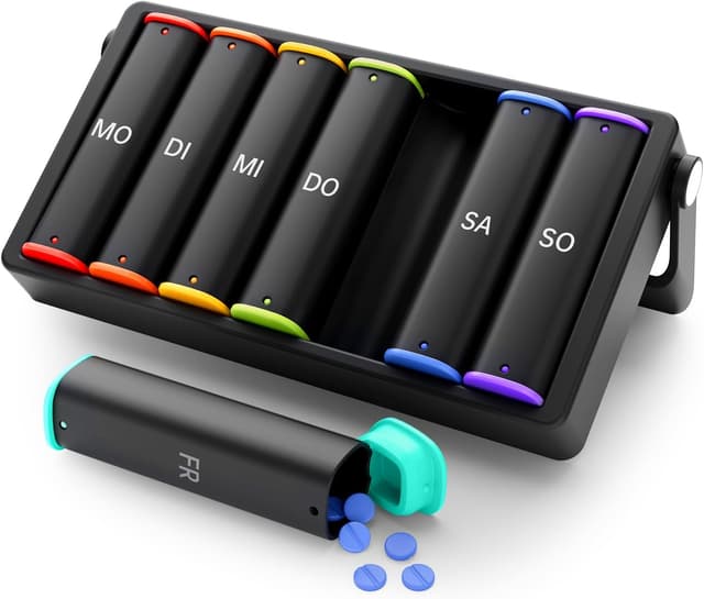 Detalle de KOVIUU Tablettenbox 7 Tage Morgens Abends