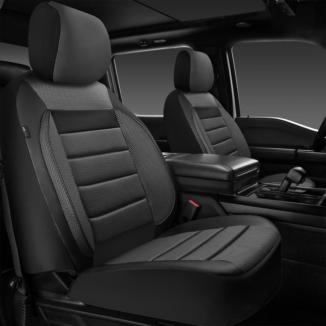 Imagen de CAR PASS 3D Foam Leather Front Seat Covers, Charcoal Gray en OfertitasTOP