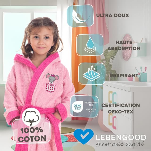 Thumbnail 3 de LEBENGOOD Peignoir Filles 100% coton